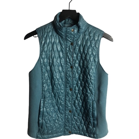 Talbots Vest Quilted Ribbed Coat Blue Fog Size Small - Picture 2 of 3
